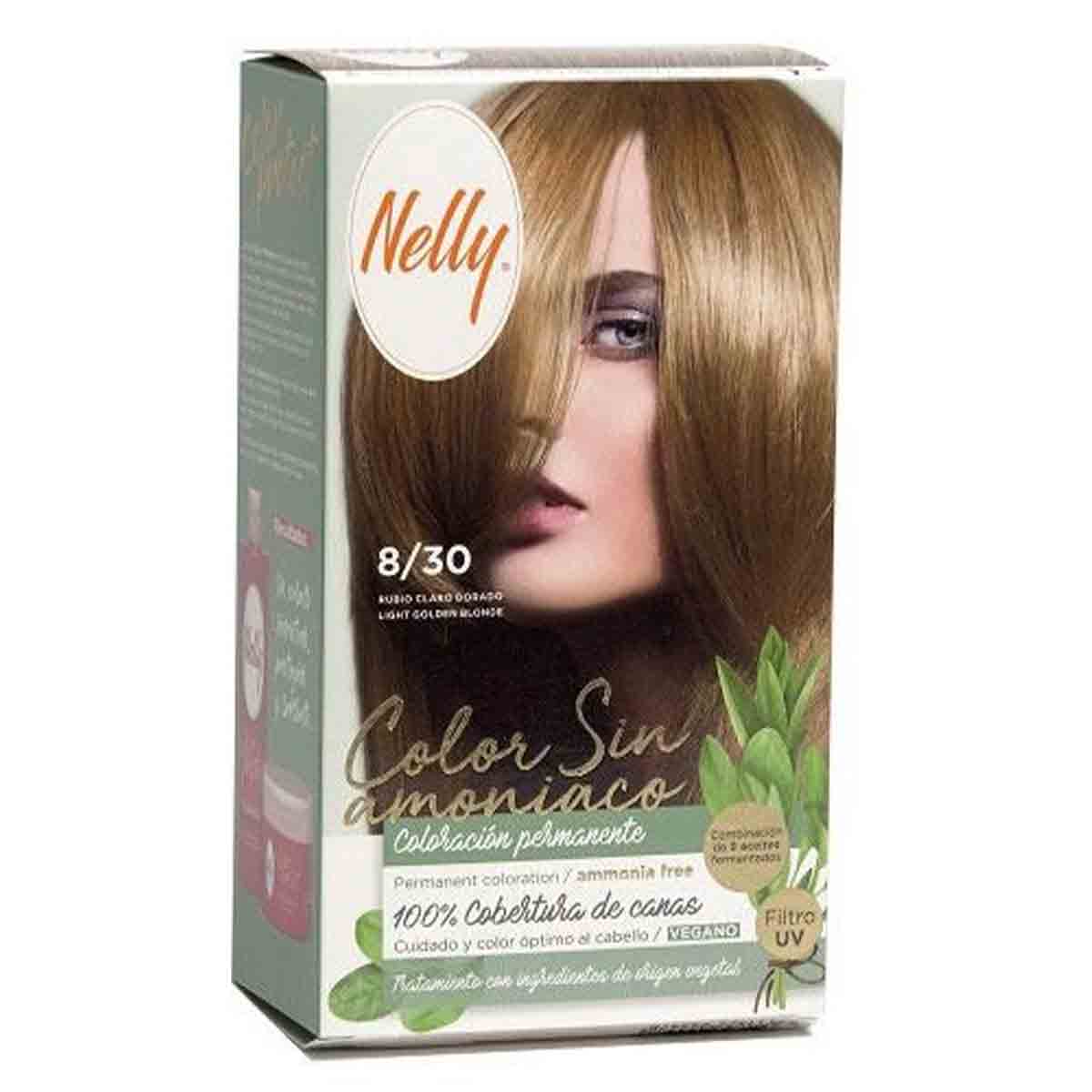 کیت رنگ مو بدون آمونیاک نلی NELLY مدل ammonia free شماره 8/30