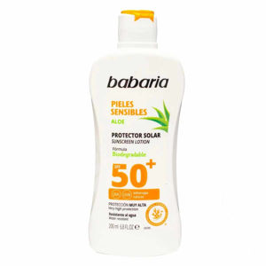  لوسیون ضد آفتاب باباریا babaria حاوی +SPF 50 مناسب پوست حساس حجم 200 میل