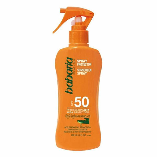 اسپری برنز کننده SPF 50 باباریا babaria حاوی عصاره آلوورا حجم 200 میل