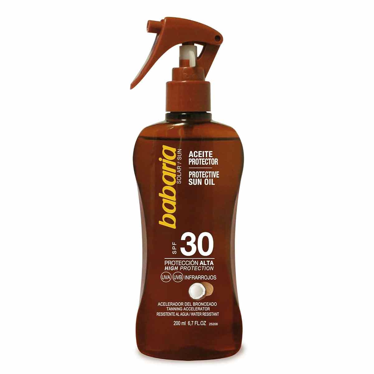  اسپری روغن برنز کننده SPF 30 باباریا babaria حاوی عصاره نارگیل حجم 200 میل 