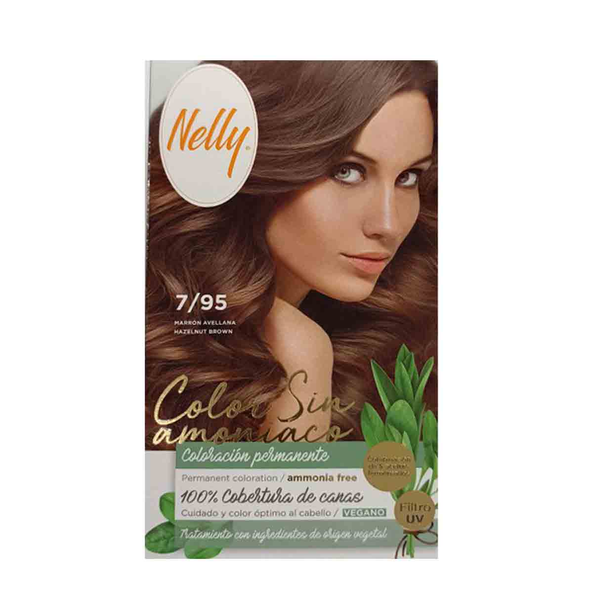 کیت رنگ مو بدون آمونیاک نلی NELLY مدل ammonia free شماره 7/95