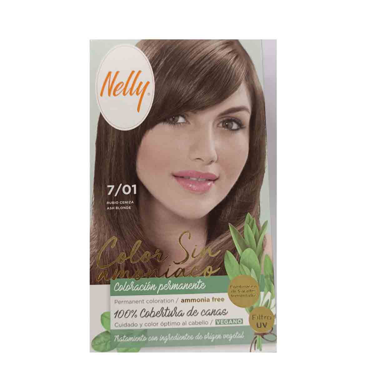 کیت رنگ مو بدون آمونیاک نلی NELLY مدل ammonia free شماره 7/01