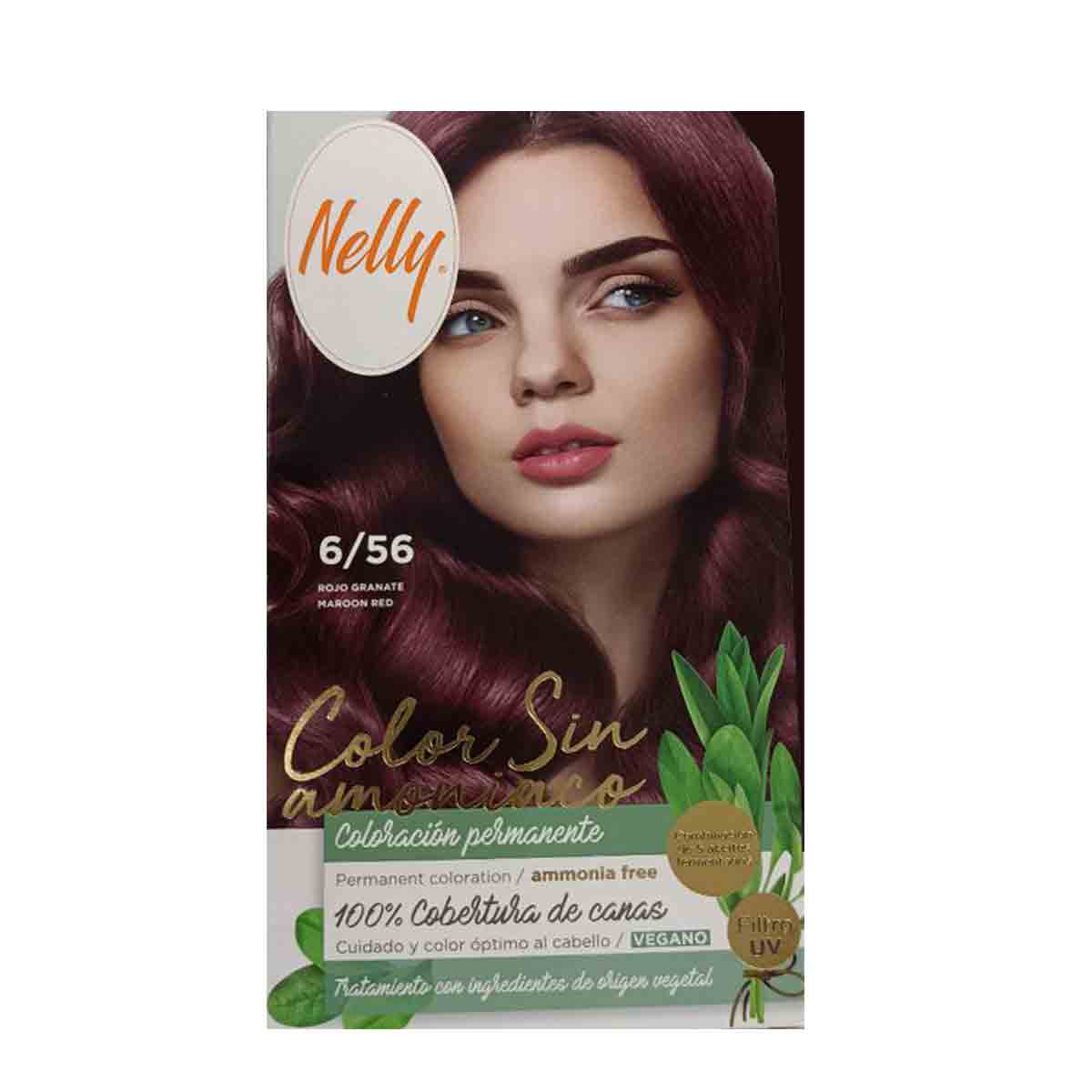 کیت رنگ مو بدون آمونیاک نلی NELLY مدل ammonia free شماره 6/56