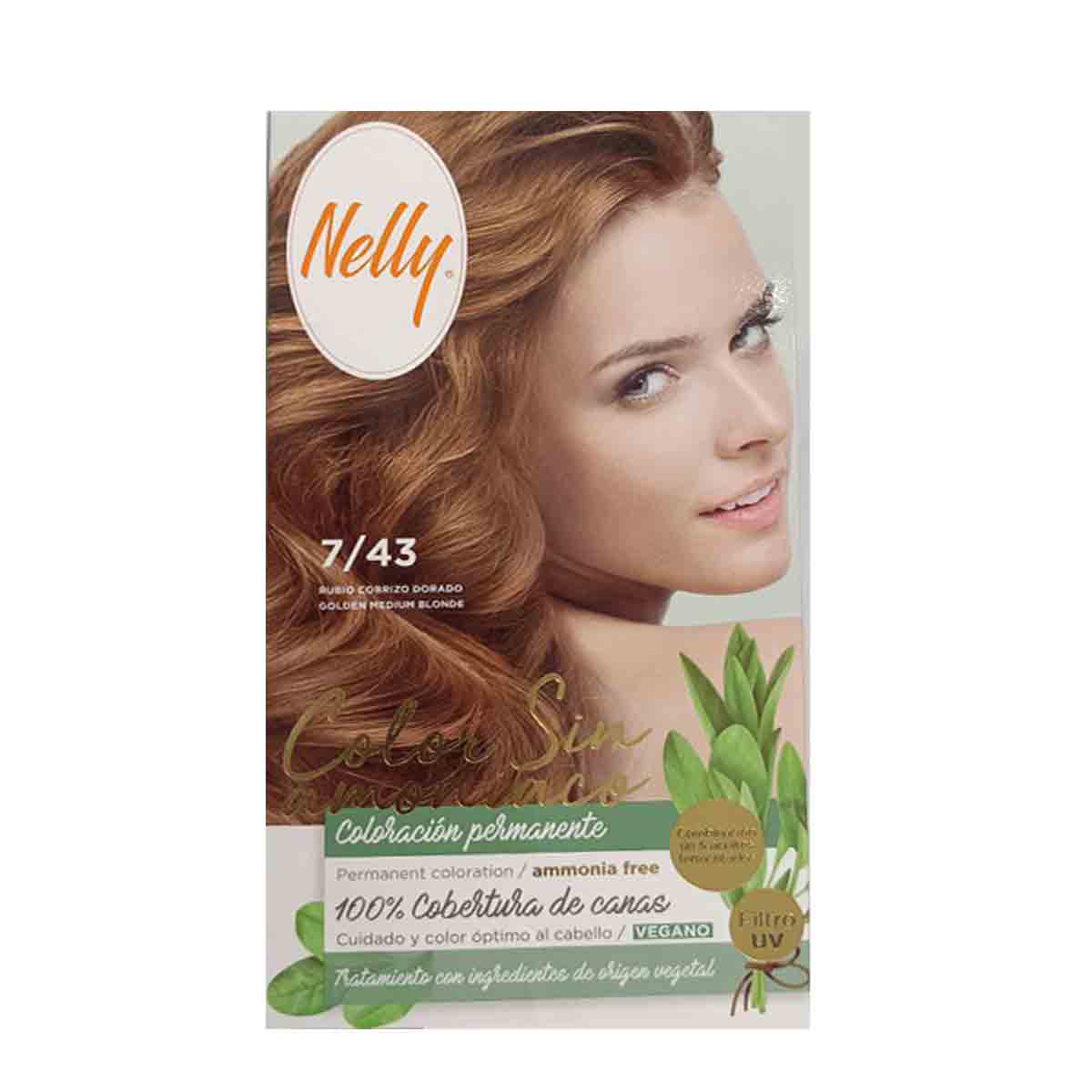 کیت رنگ مو بدون آمونیاک نلی NELLY مدل ammonia free شماره 7/43 