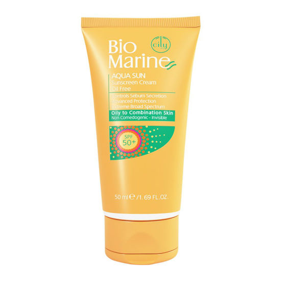 کرم ضد آفتاب spf 50 بایومارین Bio Marine فاقد چربی مناسب پوست چرب و جوشدار حجم 50 میل