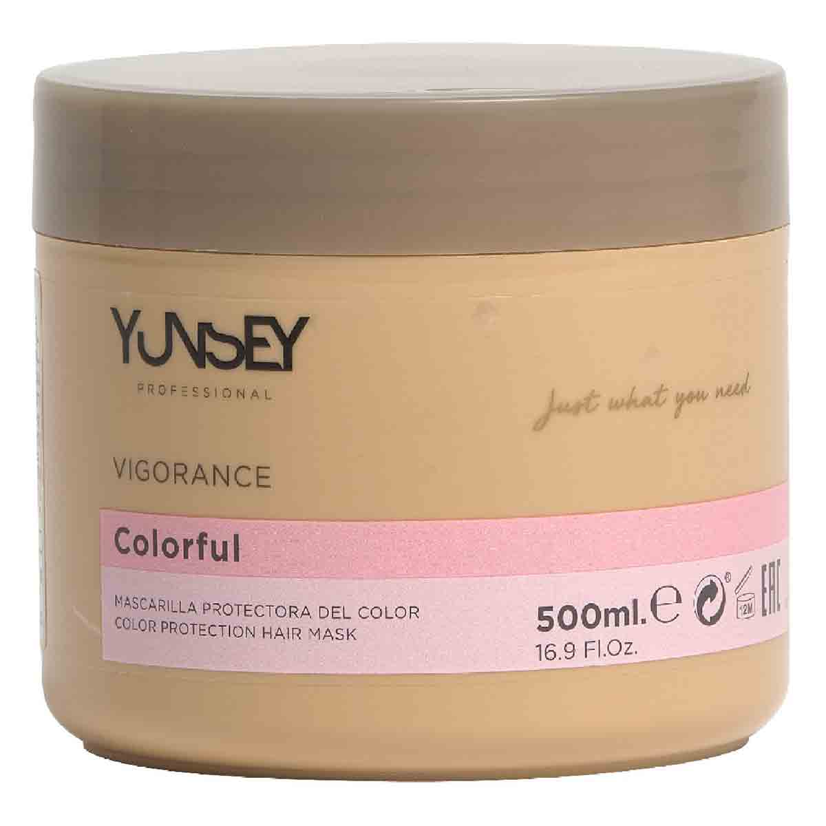 ماسک تثبیت کننده رنگ مو یانسی yunsey مدل COLORFUL محافظ و ترمیم کننده موی رنگ شده حجم 500 میل